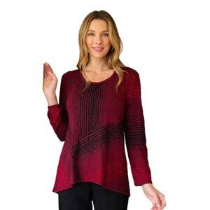 Habitat Making Waves Tunic Top Size Large Cranberry Textured Swirl Lagenlook